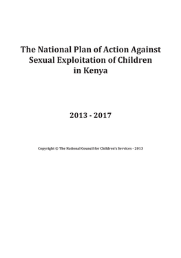 The National Plan of Action Against Sexual Exploitation of Children in Kenya