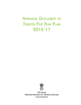 Appraisal Document of Twelfth Five Year Plan 2012-17