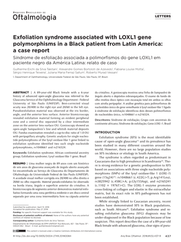 Exfoliation Syndrome Associated with LOXL1 Gene Polymorphisms in A