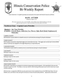 Illinois Conservation Police Bi-Weekly Report
