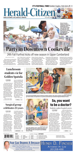 Party in Downtown Cookeville 24Th Fall Funfest Kicks Off New Season in Upper Cumberland HERALD-CITIZEN STAFF REPORTS P.M., Friday, Sept