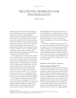 Multilevel Modeling for Psychologists