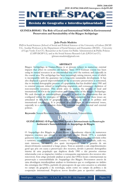 GUINEA-BISSAU: the Role of Local and International Ngos in Environmental Preservation and Sustainability of the Bijagos Archipelago