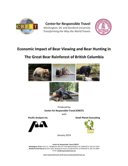 Economic Impact of Bear Viewing and Bear Hunting In