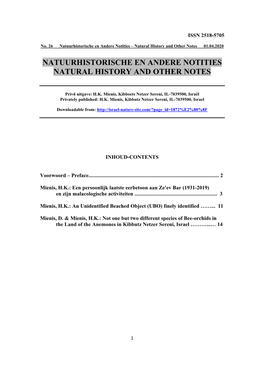 Natuurhistorische En Andere Notities Natural History and Other Notes