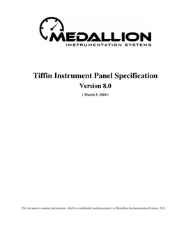 Tiffin Instrument Panel Specification Version 8.0