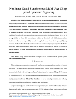 Nonlinear Quasi-Synchronous Multi User Chirp Spread Spectrum Signaling