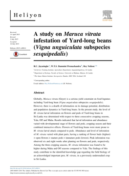 A Study on Maruca Vitrata Infestation of Yard-Long Beans