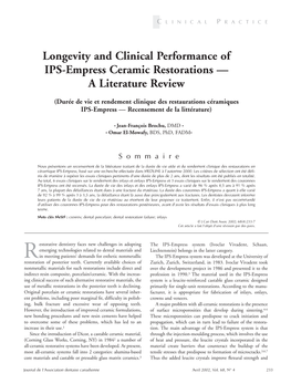 Longevity and Clinical Performance of IPS-Empress Ceramic Restorations — a Literature Review