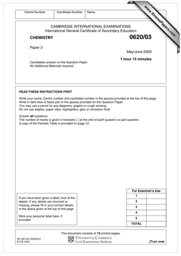 Chemistry 0620/03