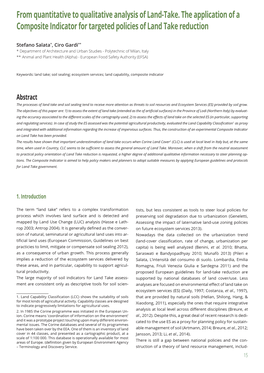 From Quantitative to Qualitative Analysis of Land-Take. the Application of a Composite Indicator for Targeted Policies of Land Take Reduction