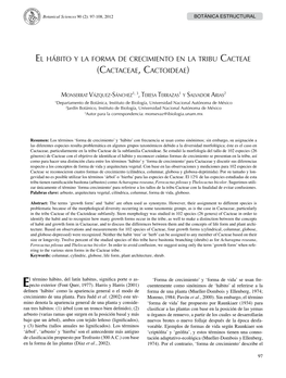 El Hábito Y La Forma De Crecimiento En La Tribu Cacteae (Cactaceae, Cactoideae)