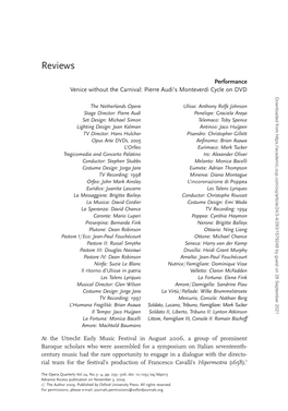 Venice Without the Carnival: Pierre Audi's Monteverdi Cycle On