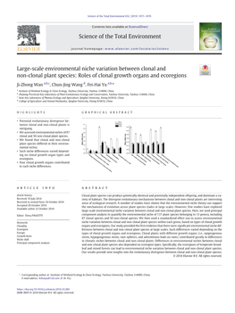 Large-Scale Environmental Niche Variation Between Clonal and Non-Clonal Plant Species: Roles of Clonal Growth Organs and Ecoregions