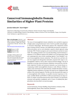 Conserved Immunoglobulin Domain Similarities of Higher Plant Proteins