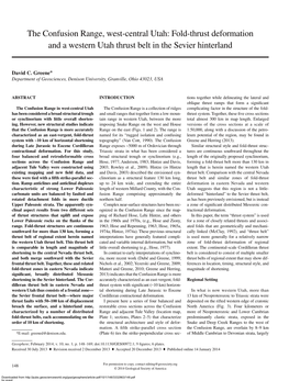 The Confusion Range, West-Central Utah: Fold-Thrust Deformation and a Western Utah Thrust Belt in the Sevier Hinterland