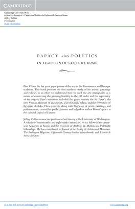 Papacy and Politics in Eighteenth-Century Rome Jeffrey Collins Frontmatter More Information
