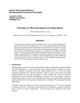 Mo-99 2014 TOPICAL MEETING on Production of Mo Using High