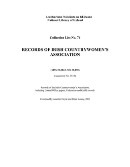 Records of Irish Countrywomen's Association