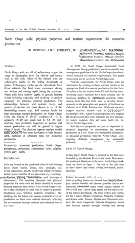 North Otago Soils: Physical Properties and Nutrient Requirements for Economic Production