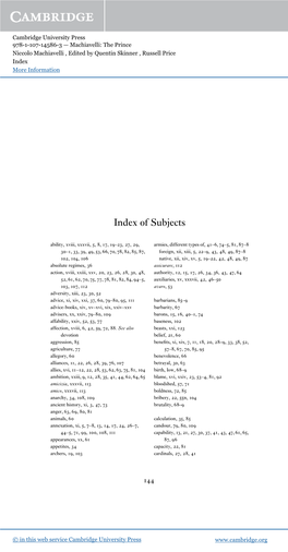 Index of Subjects
