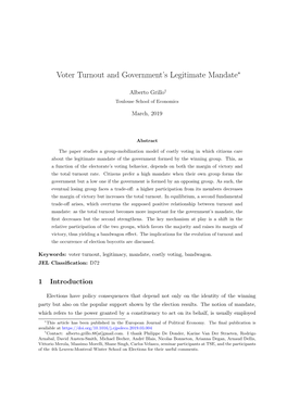 Voter Turnout and Government's Legitimate Mandate