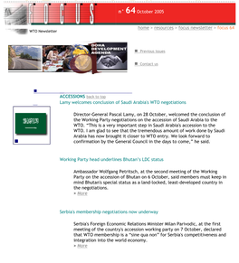 WTO: Focus No 64: October 2005