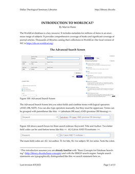 INTRODUCTION to WORLDCAT1 by Marvin Hunn