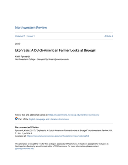 Ekphrasis: a Dutch-American Farmer Looks at Bruegel