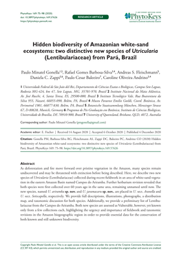 Hidden Biodiversity of Amazonian White-Sand Ecosystems: Two Distinctive New Species of Utricularia (Lentibulariaceae) from Pará, Brazil
