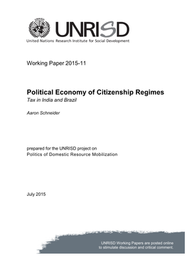 Political Economy of Citizenship Regimes Tax in India and Brazil