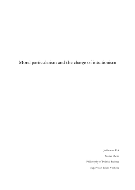 Moral Particularism and the Charge of Intuitionism