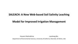 SALEACH: a New Web-Based Soil Salinity Leaching Model For