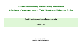 Desert Locust Situation Update for SOUTH SUDAN