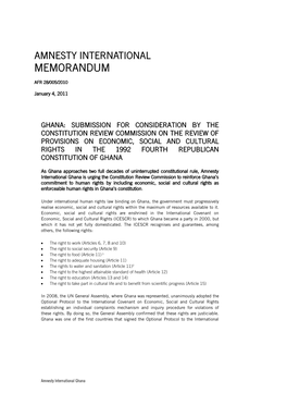 Ghana: Submission for Consideration by the Constitution Review