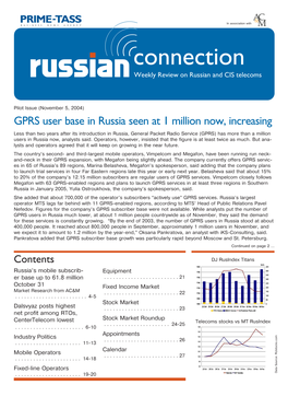 GPRS User Base in Russia Seen at 1 Million Now, Increasing