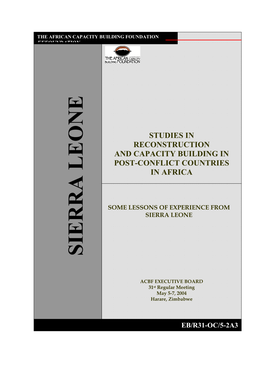 Sierra Leone-Studies in Reconstruction and Capacity Building in Post-Conflict Countries in Africa