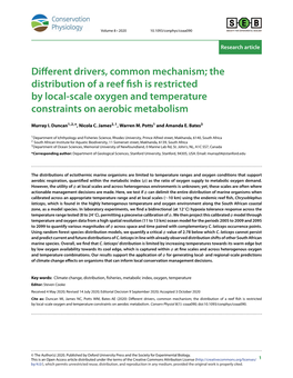 Different Drivers, Common Mechanism; the Distribution of a Reef Fish Is Restricted by Local-Scale Oxygen and Temperature Constraints on Aerobic Metabolism