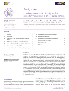 Explaining Intraspecific Diversity in Plant Secondary Metabolites in An