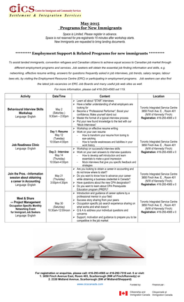 Centre for Information & Community Services – Settlement Services