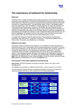 The Importance of Sediment for Biodiversity