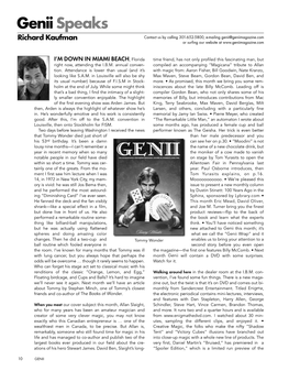 Genii Speaks Richard Kaufman Contact Us by Calling 301-652-5800, E-Mailing Genii@Geniimagazine.Com Or Surfing Our Website At
