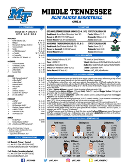 Middle Tennessee Blue Raider Basketball Game 28