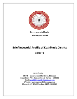 Industrial Profile- Kozhikode District 2018-19
