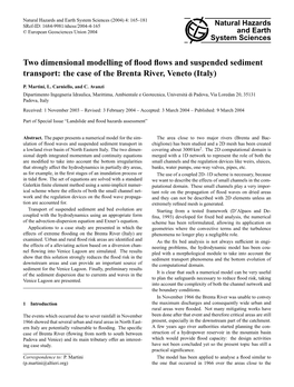 Two Dimensional Modelling of Flood Flows and Suspended Sediment Transport: the Case of the Brenta River, Veneto (Italy)