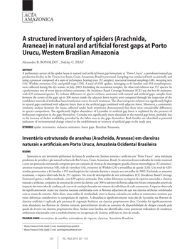 A Structured Inventory of Spiders (Arachnida, Araneae) in Natural and Artificial Forest Gaps at Porto Urucu, Western Brazilian Amazonia