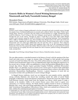 Generic Shifts in Women's Travel Writing Between Late Nineteenth