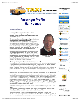 TAXI Member Success: Hank Jones 7/8/13 3:33 PM