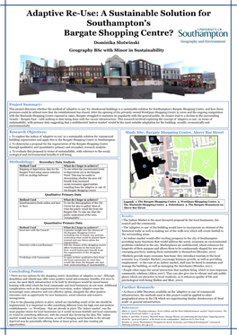 A Sustainable Solution for Southampton's Bargate Shopping Centre? Dominika Slotwinski Geography Bsc with Minor in Sustainability