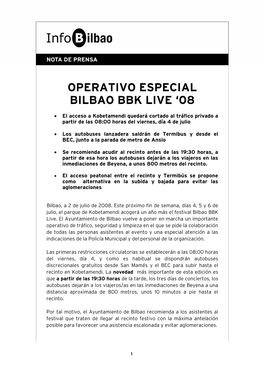 Operativo Especial Bilbao Bbk Live ‘08